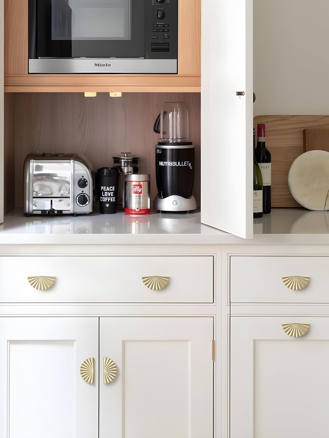 5 Pack Brushed Gold Cabinet Pulls 3" Hole Center Cup Flat Brass Drawer Pulls Kitchen Cupboard Bathroom Dresser Cabinet Hardware Handles Zinc Alloy