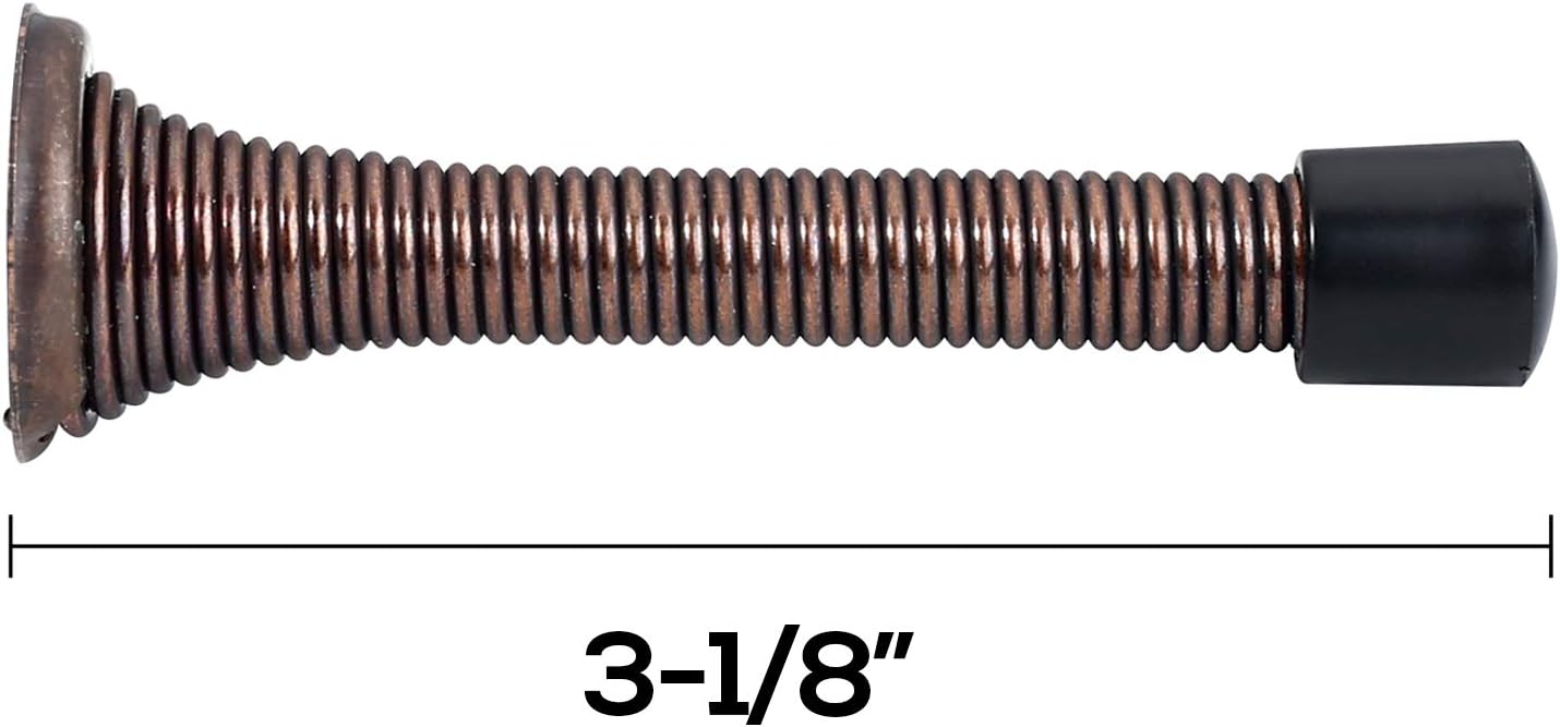 10 Pack Oil Rubbed Bronze Door Stoppers, 3-1/8 Inch Flexible Spring Heavy Duty Wall Door Stop with Rubber Bumper