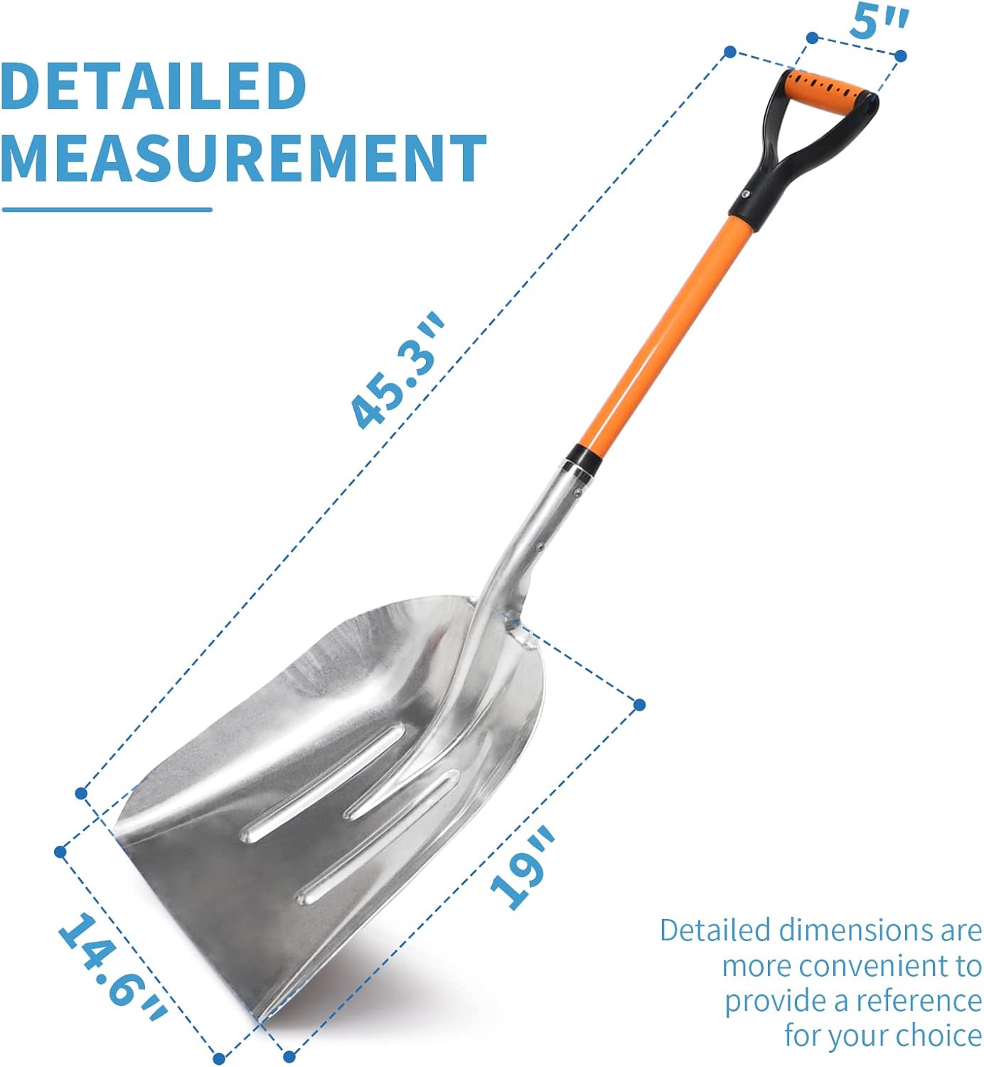 Aluminum Snow Shovel with D Handle Metal Snow Shovel for Driveway 45Inches 3.7 Pounds Transfer Shovel Shovel for Gardening