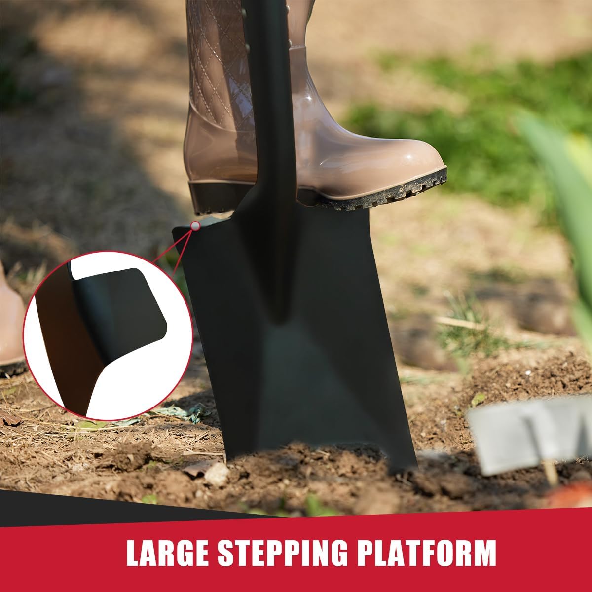 Spade Shovel for Digging, Heavy Duty Spade Shovel with Wooden D-Handle, Square Flat Shovel for Gardening and Edging