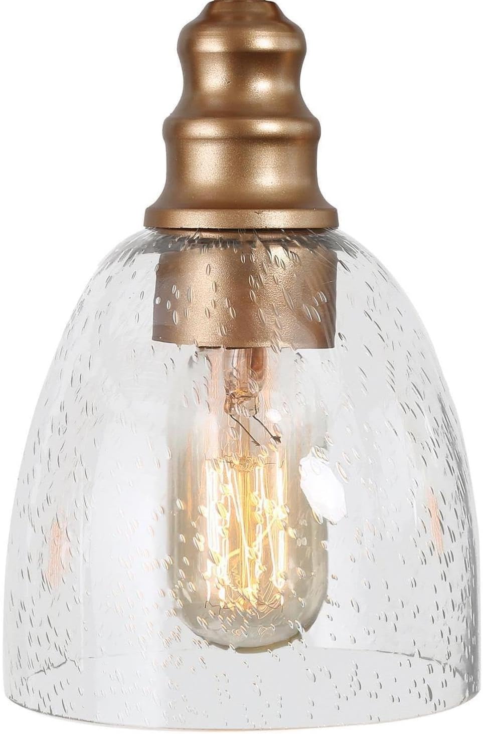 Dining Room Light Fixture Hanging with Seeded Glass Shades and Imitation Electroplated Copper Craft for Kitchen Island