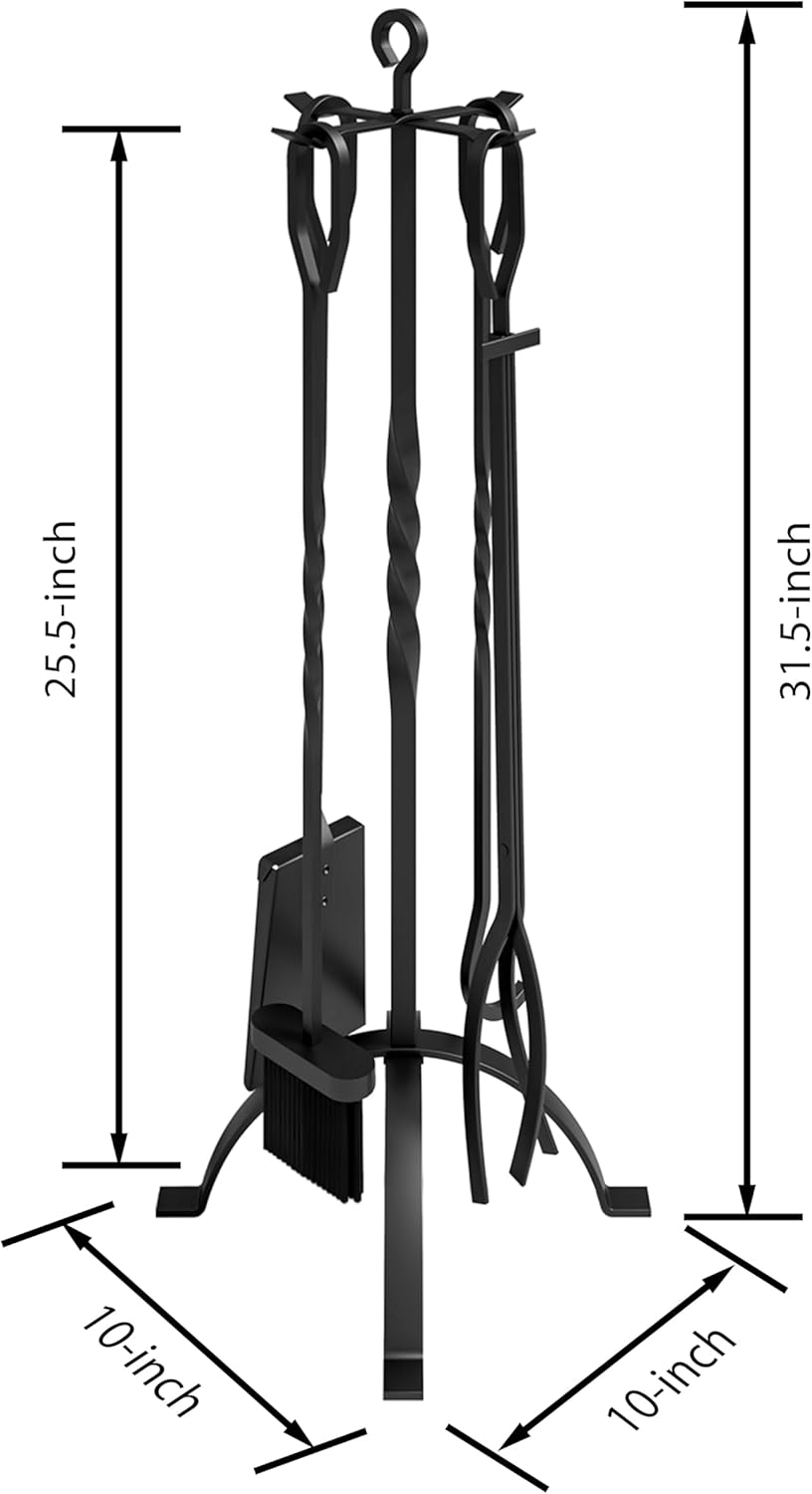 5 Pieces Fireplace Tools Sets Fireplace Accessories Tools Holder with Handles Tools for Indoor Fireplace Decor Outdoor Fire Pit Modern Tool