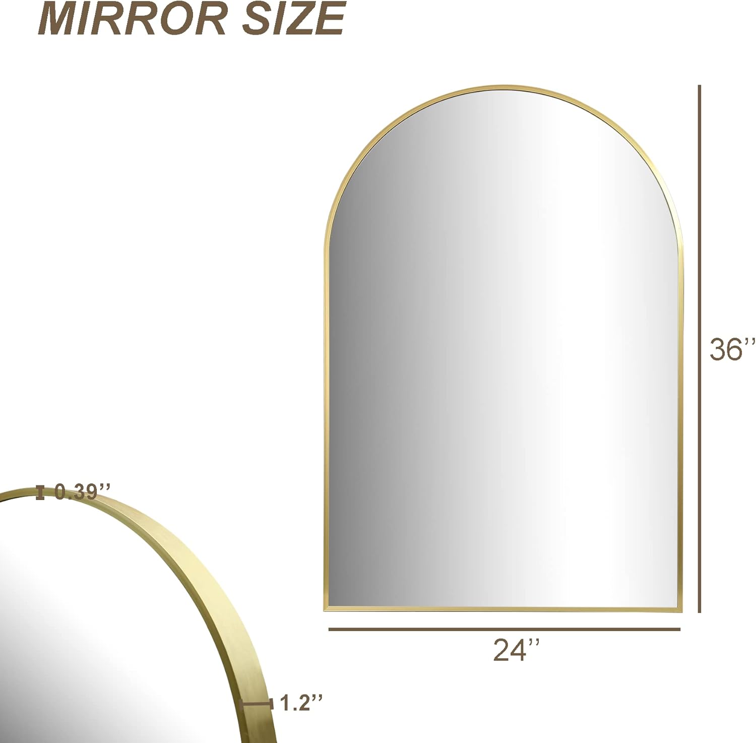 Arched Wall Mirror for Bathroom,Mirrors for Wall,24''x36'',Vanity Mirror for Bedroom Dresser, Entryway, Living Room, Metal Frame (36''x24'',Gold)