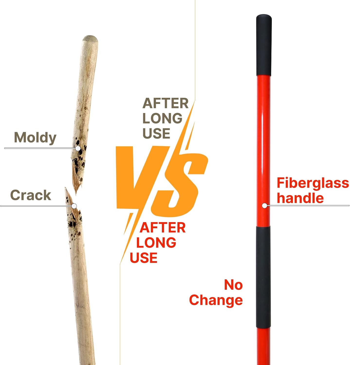 Shovel for Digging, 56 Inches Heavy Duty Shovel for Gardening, Round Shovel for Digging with Fiberglass Handle