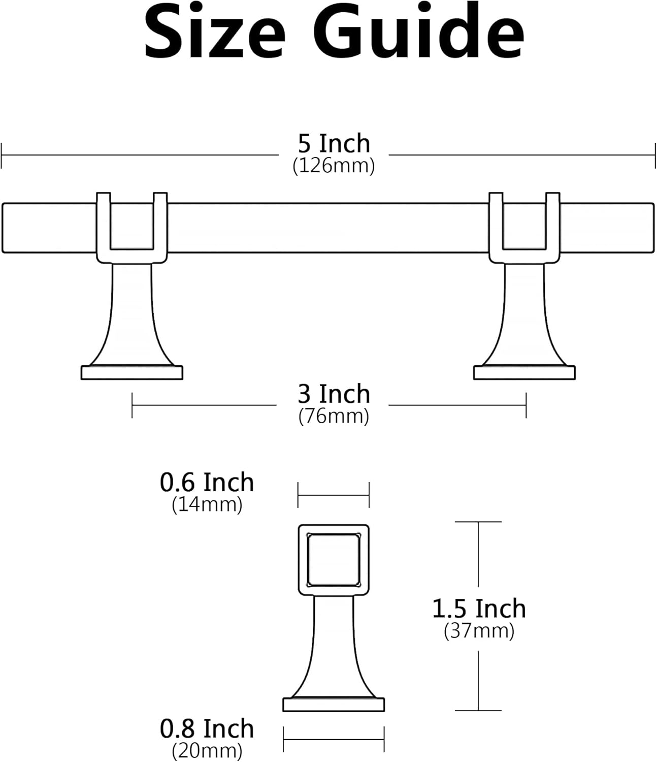 10 Pack Satin Nickel and Gold Cabinet Pulls, 3 Inch(76mm) Hole Centers Kitchen Hardware Square Cabinet Handles for Cabinets and Drawers