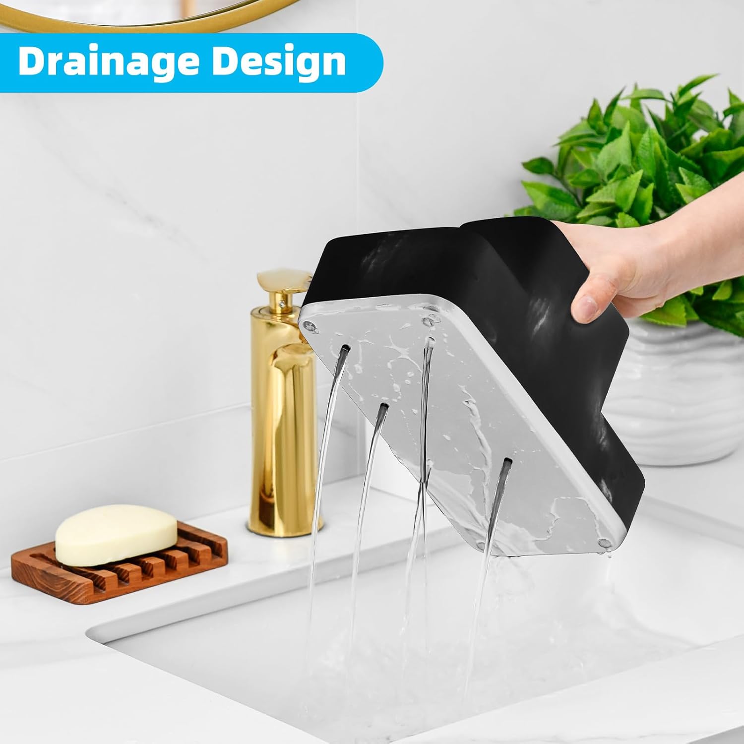 Bathroom Counter Organizer, Toothbrush Holder for Bathroom, Resin Bathroom Organizer Countertop Storage