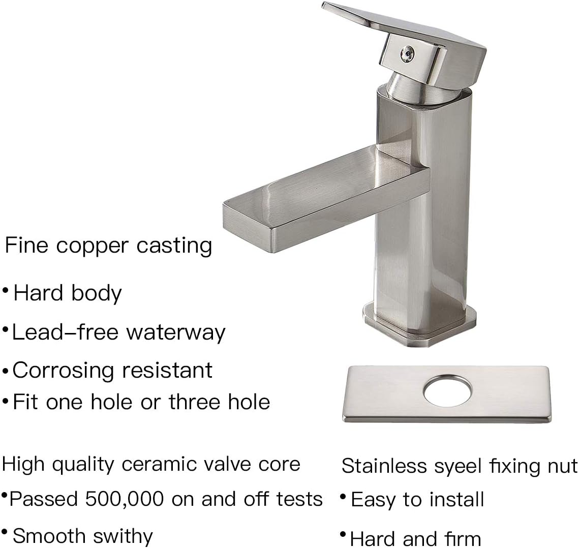 Bathroom Faucet Brass Single Handle Modern Commercial Laundry Vanity Sink Faucet With Two 3/8" Hoses Matching Drain Assembly