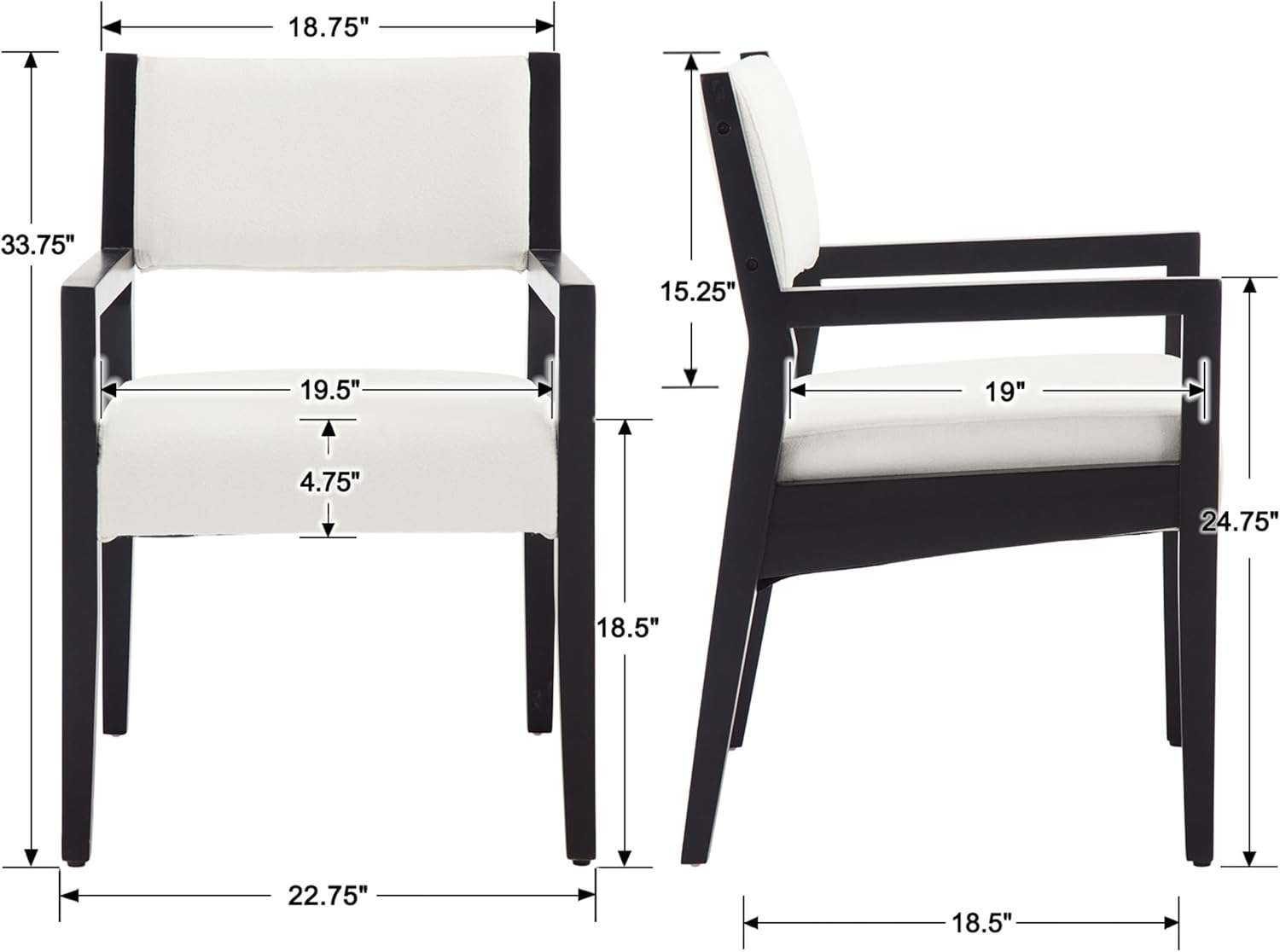 Modern Mid Century Wood Dining Room Chairs with Cane Back Upholstered Linen Kitchen Side Chairs