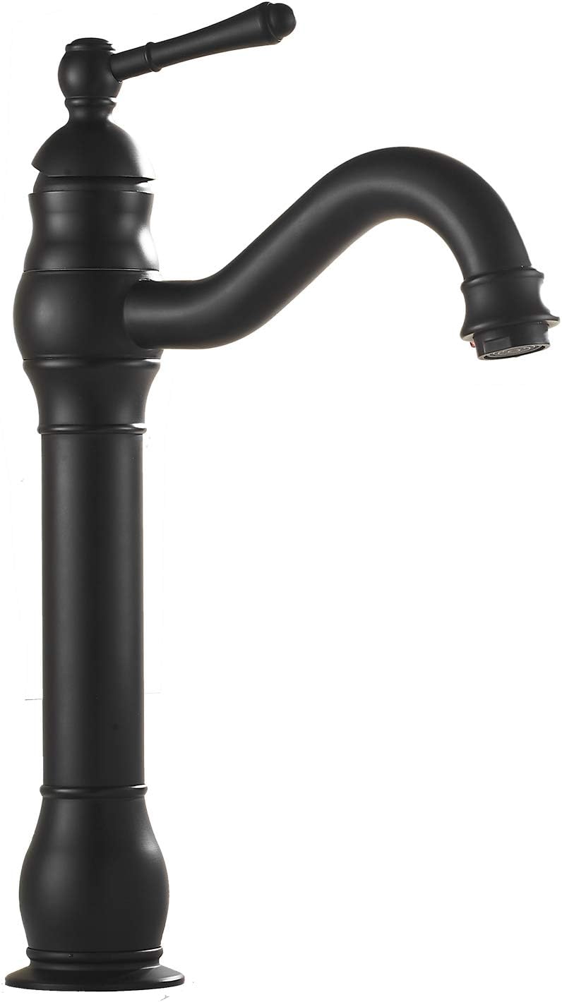 Black Bathroom Vessel Sink Faucet 360° Swivel Spout One Handle Single Hole Bowl Sink Tall Body Lavatory Vanity Faucet Farmhouse Above Counter Mixer Tap Commercial