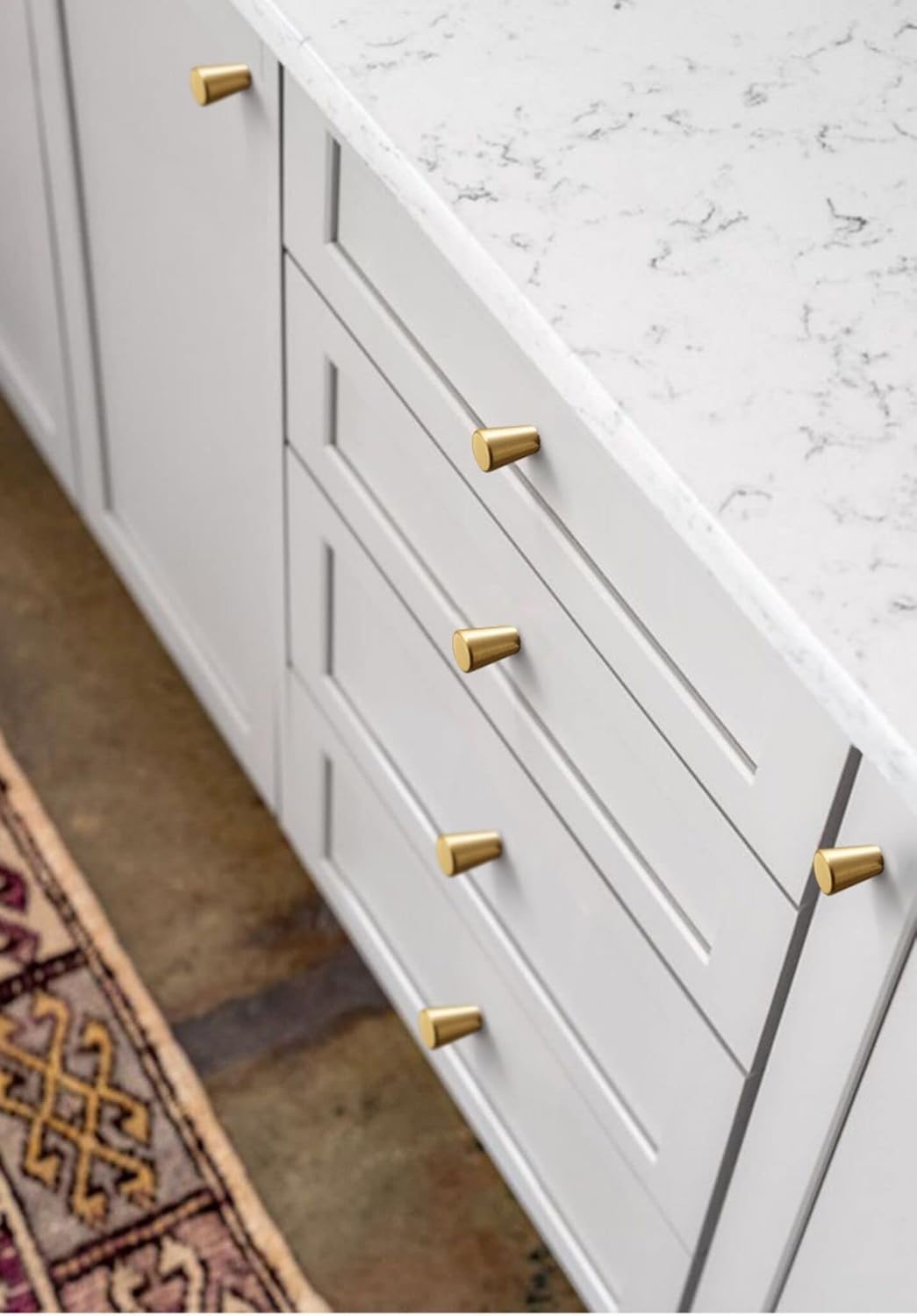 4Pcs 0.79"x0.98" Solid Brass Cabinet Knobs Handle Cone Shoe Book Drawer Knob Handle (Brass)