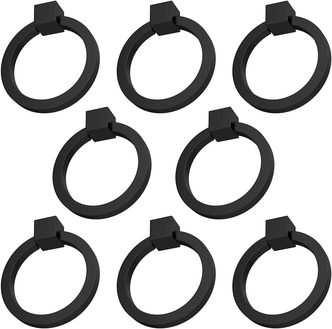 8Pcs 2.0" x 1-7/8" Solid Brass Pulls for Dresser Drawer Ring Pulls Furniture Hardware Black Kitchen Cabinet Pulls