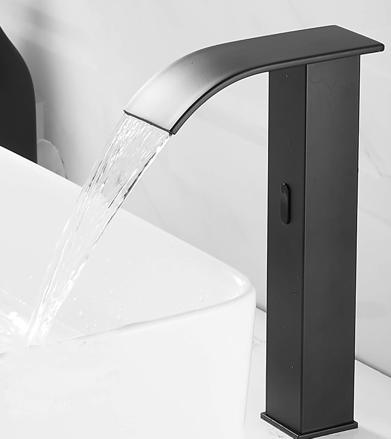 Automatic Touchless Vessel Sink Faucet Black Motion Sensor Bathroom Faucets Touch Free Battery Powered or Plug in Sensor Eletronic Faucet