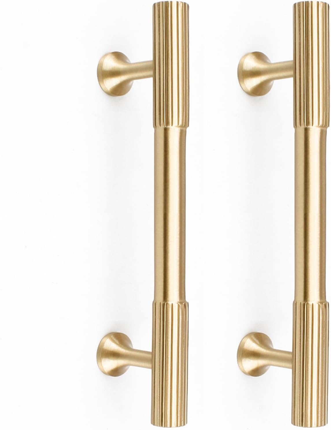 4pcs Solid Brass Gold Cabinet Pulls, 3-3/4-Inch Hole Centers for Kitchen Cupboard Handles Modern Drawer Dresser Pulls Bathroom Brushed Brass Cabinet Pulls Wardrobe Door Handles
