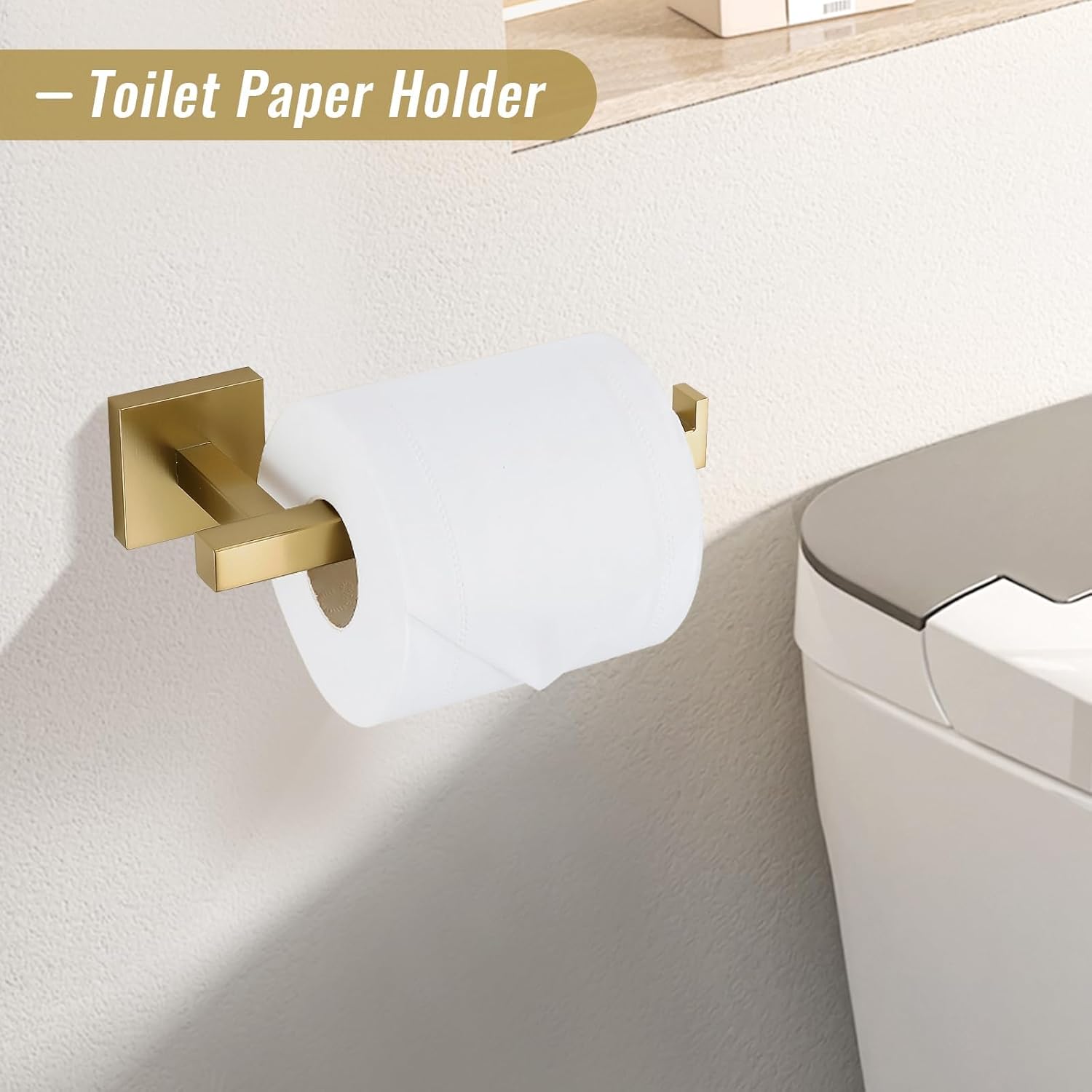 Towel Bar Set, 5-Piece Brushed Gold Bathroom Hardware Set, Gold Bathroom Accessories Set, SUS304 Stainless Steel 23.6 Inch Towel Holder Towel Racks Set Wall Mounted