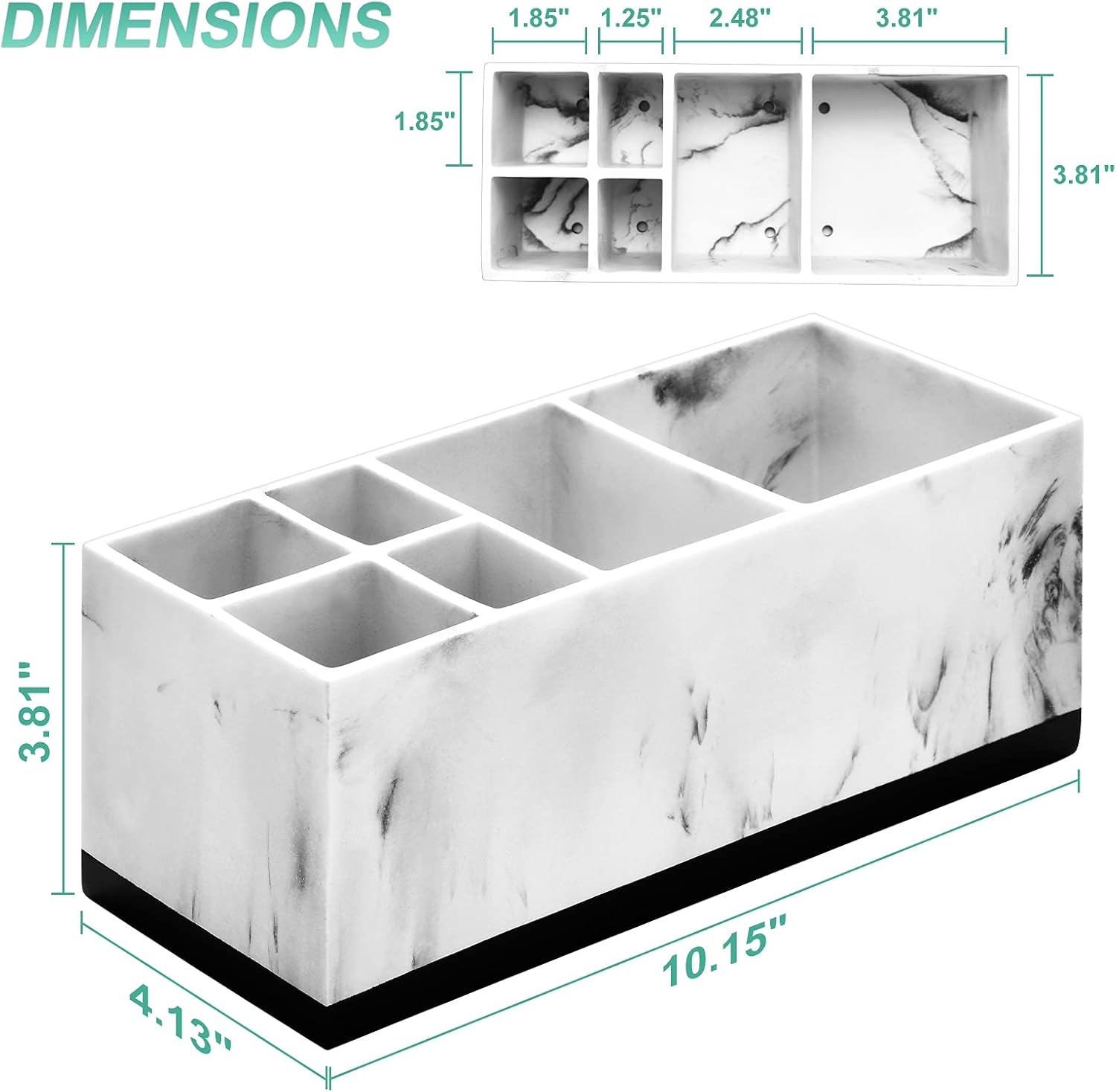 Toothbrush Holder for Bathroom, Bathroom Organizer Countertop, Rectangle 6 Compartment Bathroom Accessories