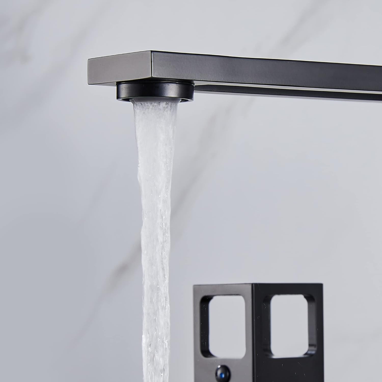 Bathroom Sink Faucet Widespread Black Bathroom Faucet 3 Hole 2 Handles Faucet for Bath Sink Hollow Out Design Modern Vanity with Water Supply Lines Bathtub 8-16inch Mixer Tap