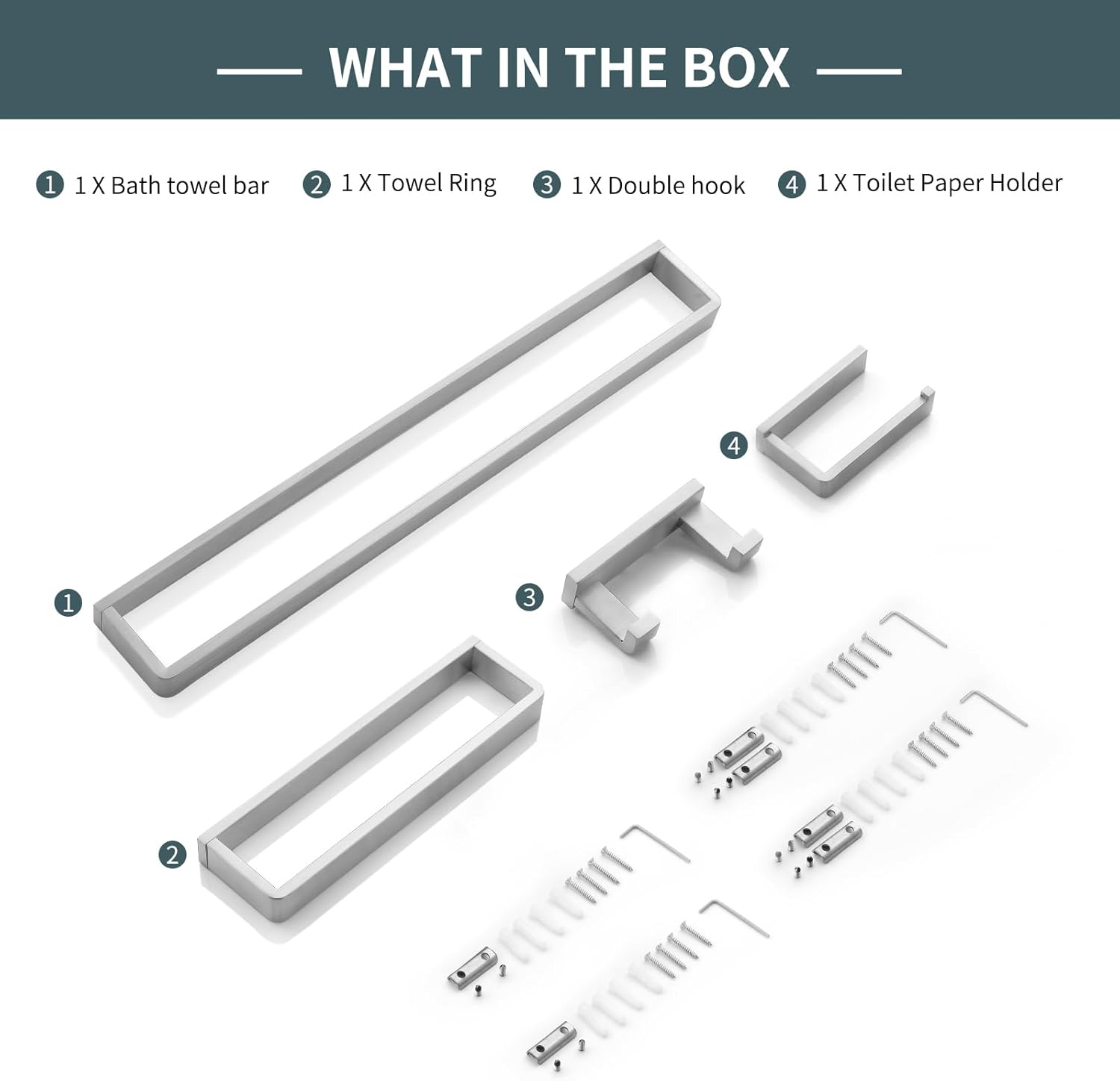 4-Piece Bathroom Hardware Set Brushed Nickel Towel Bar Set Premium Stainless Steel Bath Towel Holder Sets Towel Racks Wall Mounted