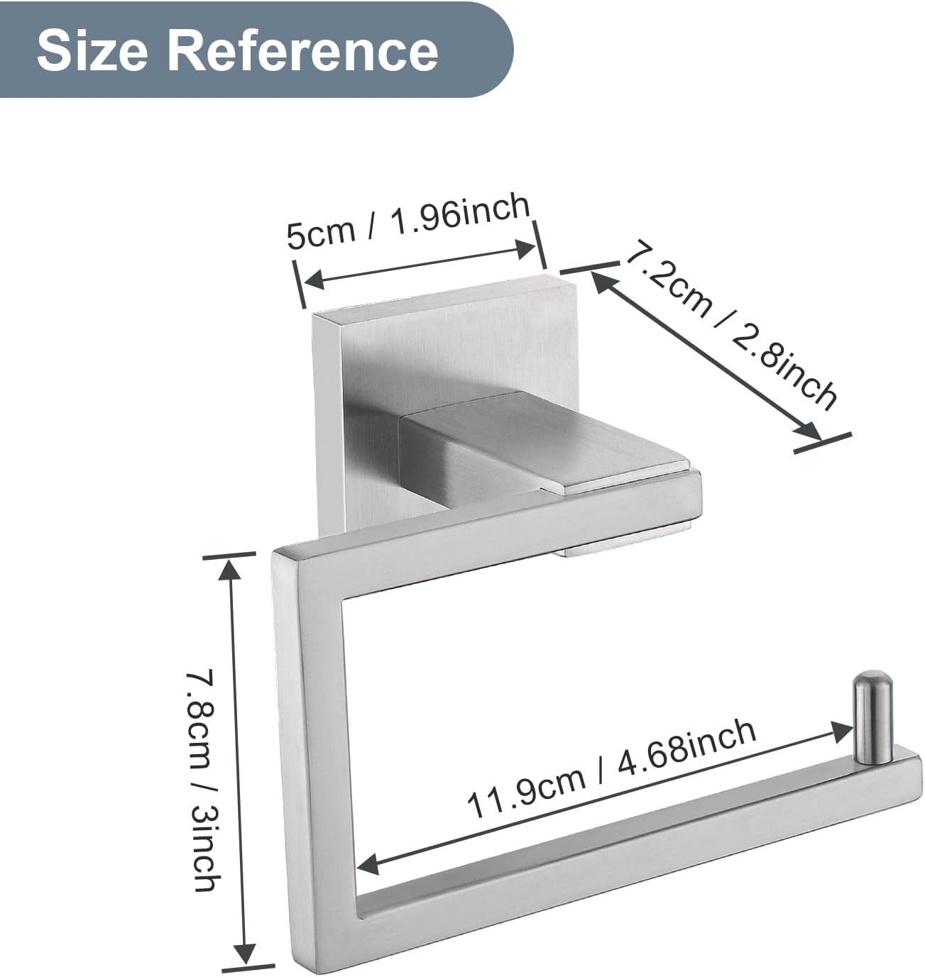 Brushed Nickel Toilet Paper Holder, Bathroom Toilet Roll Holder, Stainless Steel Modern Square Tissue Roll Holders Wall Mounted for Bathroom Kitchen Washroom