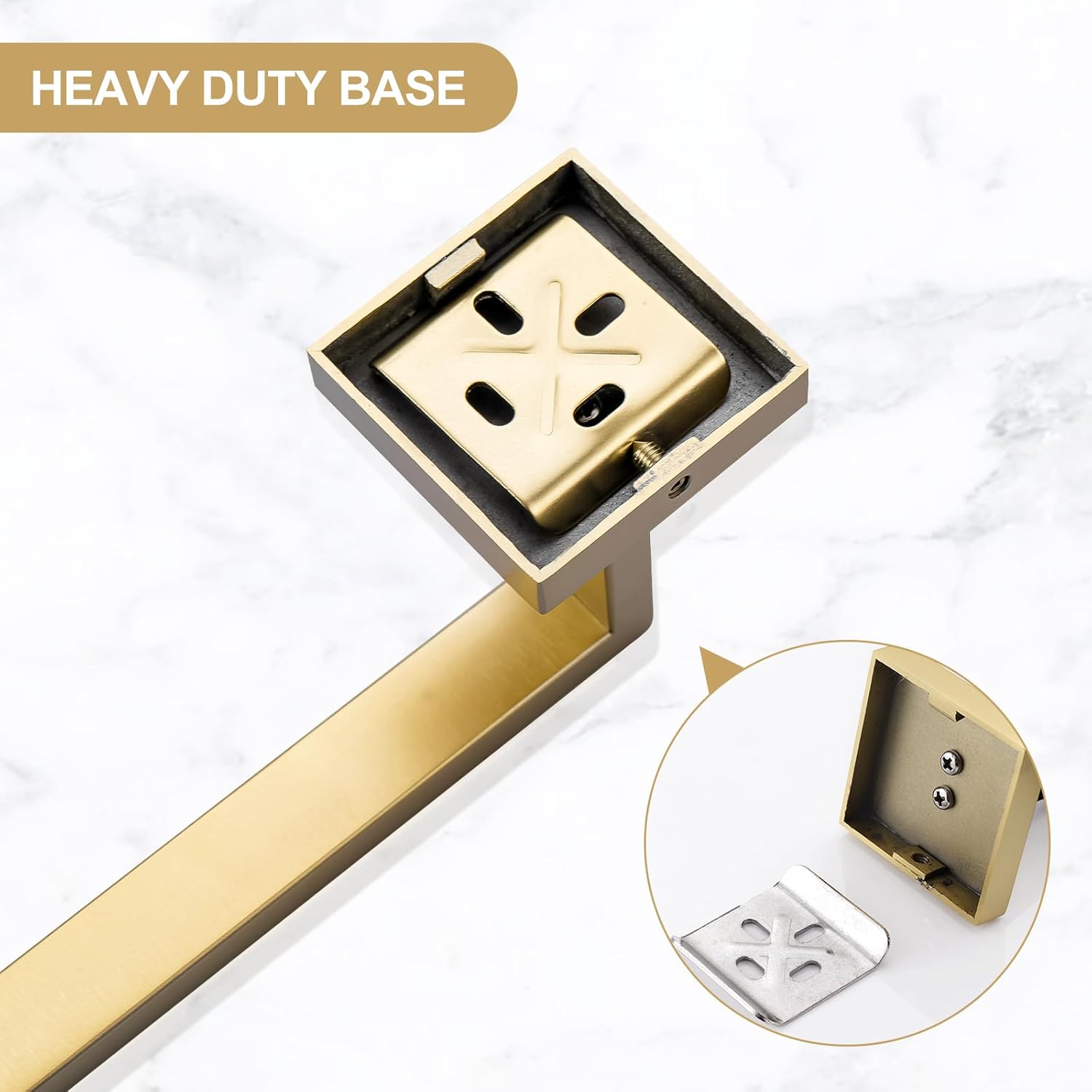 Bathroom Towel Bar, 23.6 Inch Gold Towel Rack, SUS304 Stainless Steel Bathroom Accessories, Square Hand Towel Holder for Bathroom Kitchen Wall Mounted