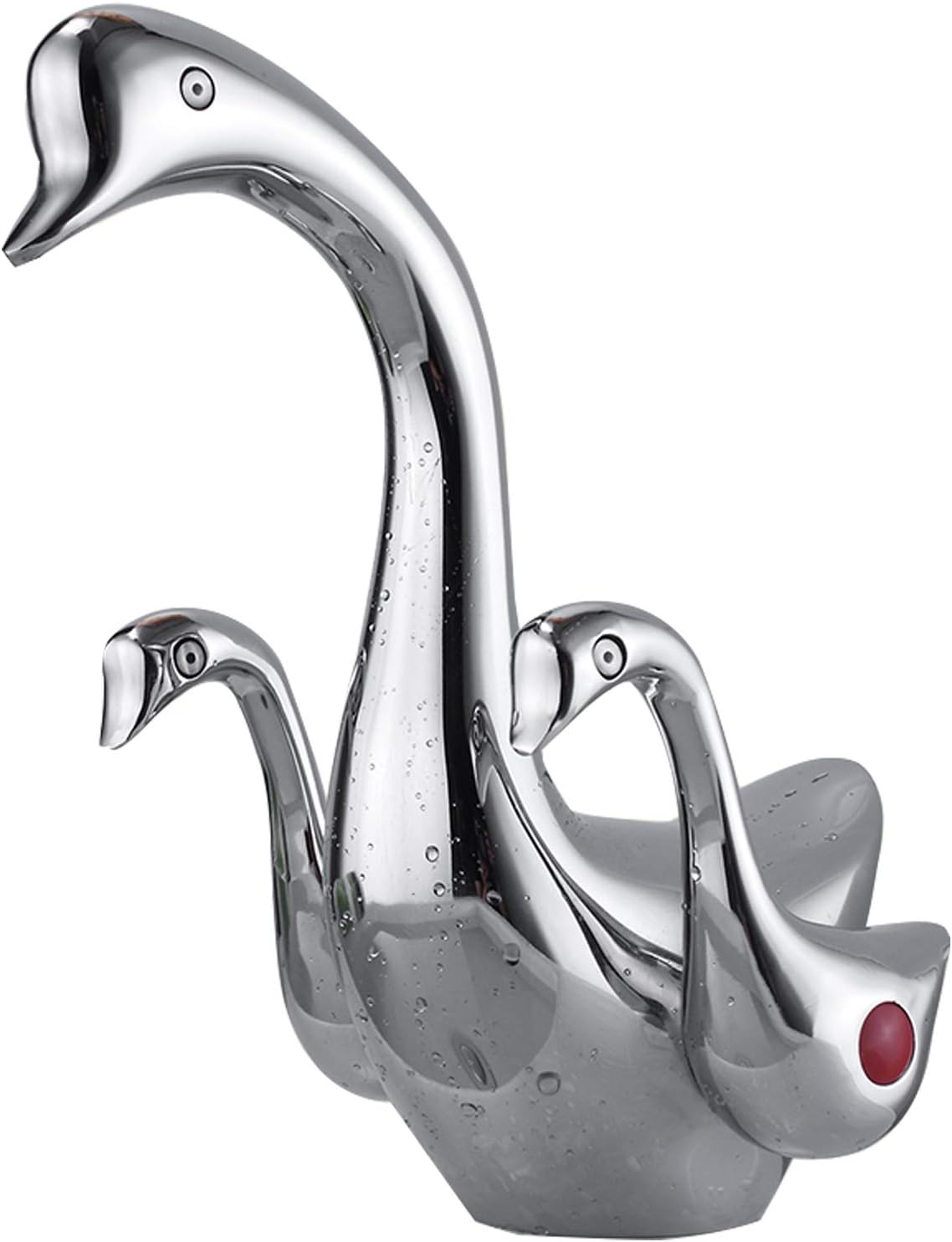 Bathroom Sink Faucet Chrome Dual Handles Lever Swan Duck Goose-Neck Waterfall One Hole Bath Lavatory Basin Mixer Tap Deck Mount Supply Line Commercial
