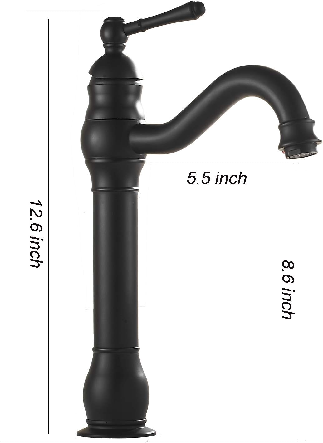 Black Bathroom Vessel Sink Faucet 360° Swivel Spout One Handle Single Hole Bowl Sink Tall Body Lavatory Vanity Faucet Farmhouse Above Counter Mixer Tap Commercial