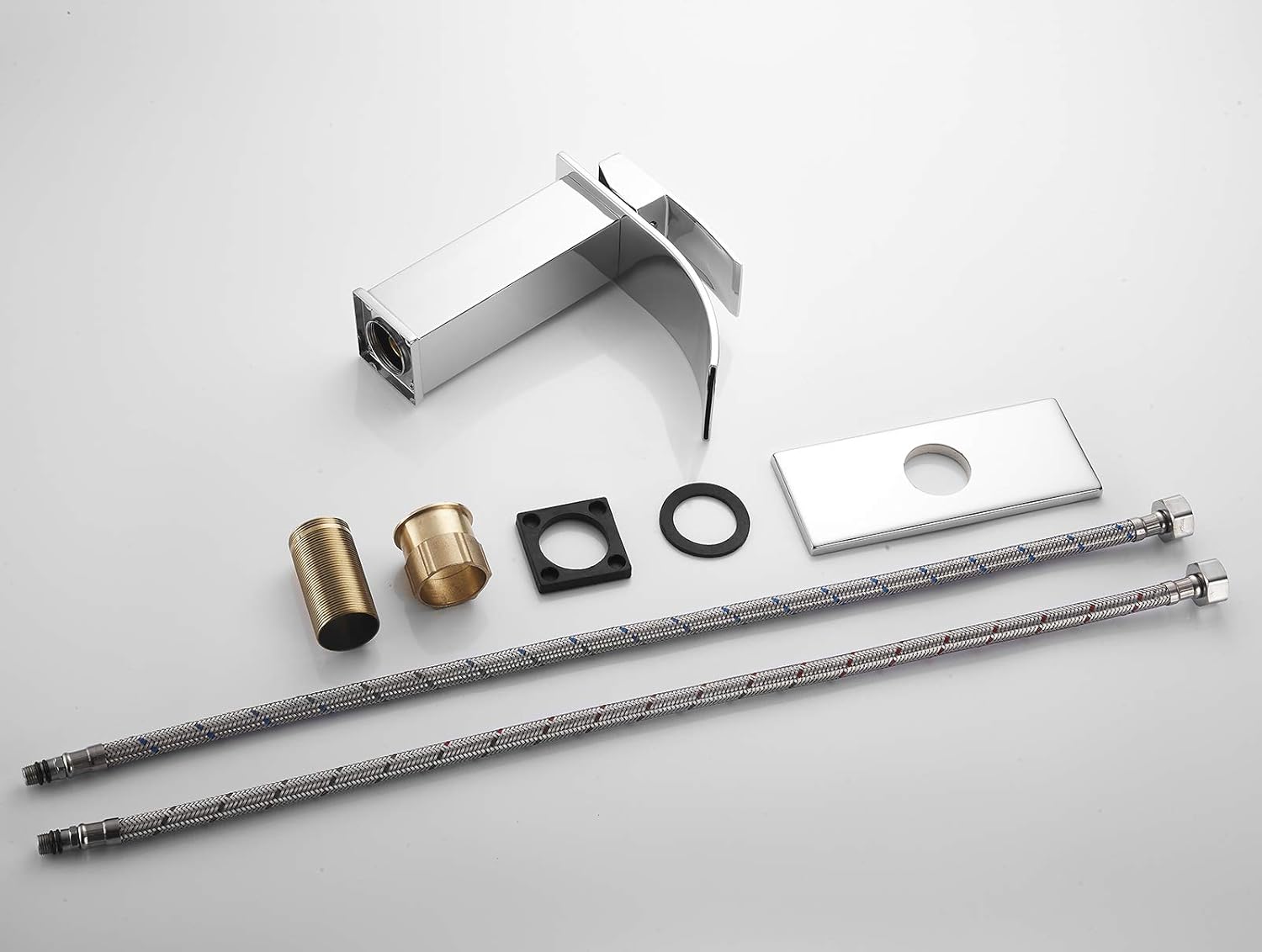 Chrome Bathroom Faucet Waterfall Single Hole One Handle Vanity Bathroom Sink Faucet Deck Mount Commercial Lavatory Bath Mixer Tap