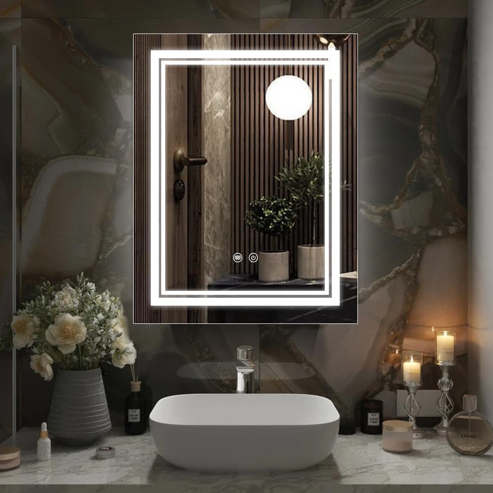 20×26inch Medicine Cabinet with Lights,Lighted Medicine Cabinet,3 Colors&Dimmable,Demister,Internal Light,USB Shaver Socket,Inner Door Lighting