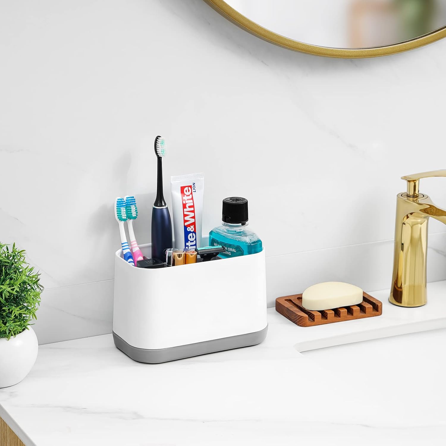 Toothbrush Holders for Bathrooms, Electric Tooth Brush Holder with Rolling Toothpaste Squeezer Dispenser