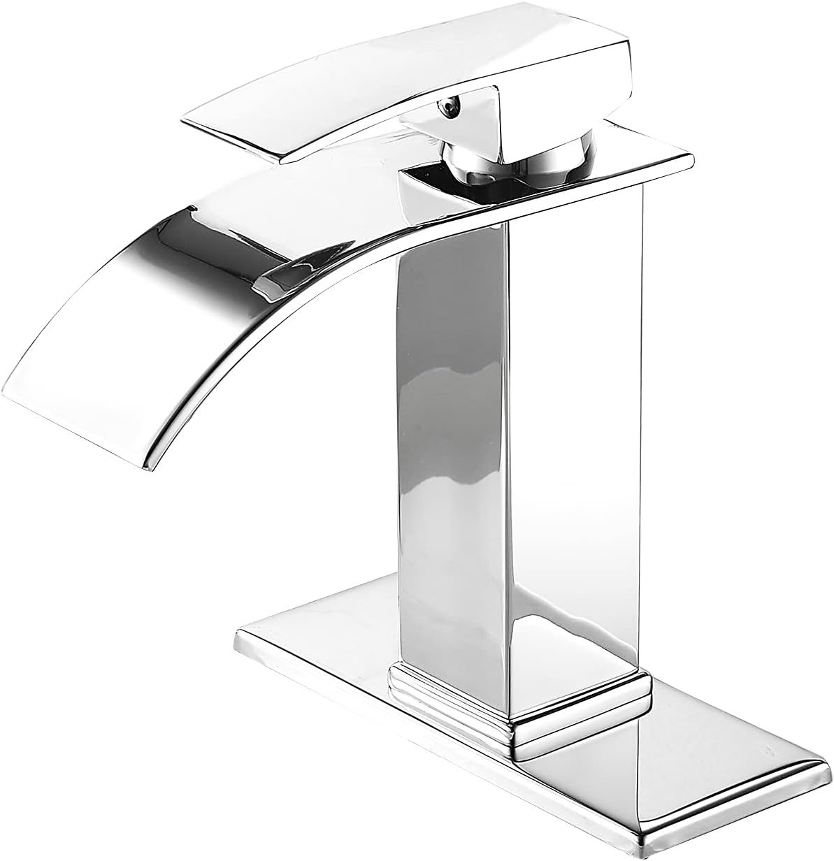 Chrome Bathroom Faucet Waterfall Single Hole One Handle Vanity Bathroom Sink Faucet Deck Mount Commercial Lavatory Bath Mixer Tap