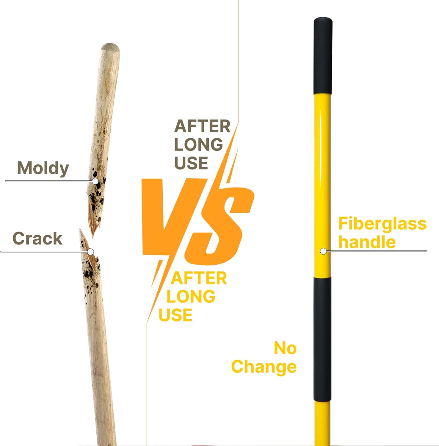 Shovel for Digging, 56 Inches Heavy Duty Shovel for Gardening, Round Shovel for Digging with Fiberglass Handle