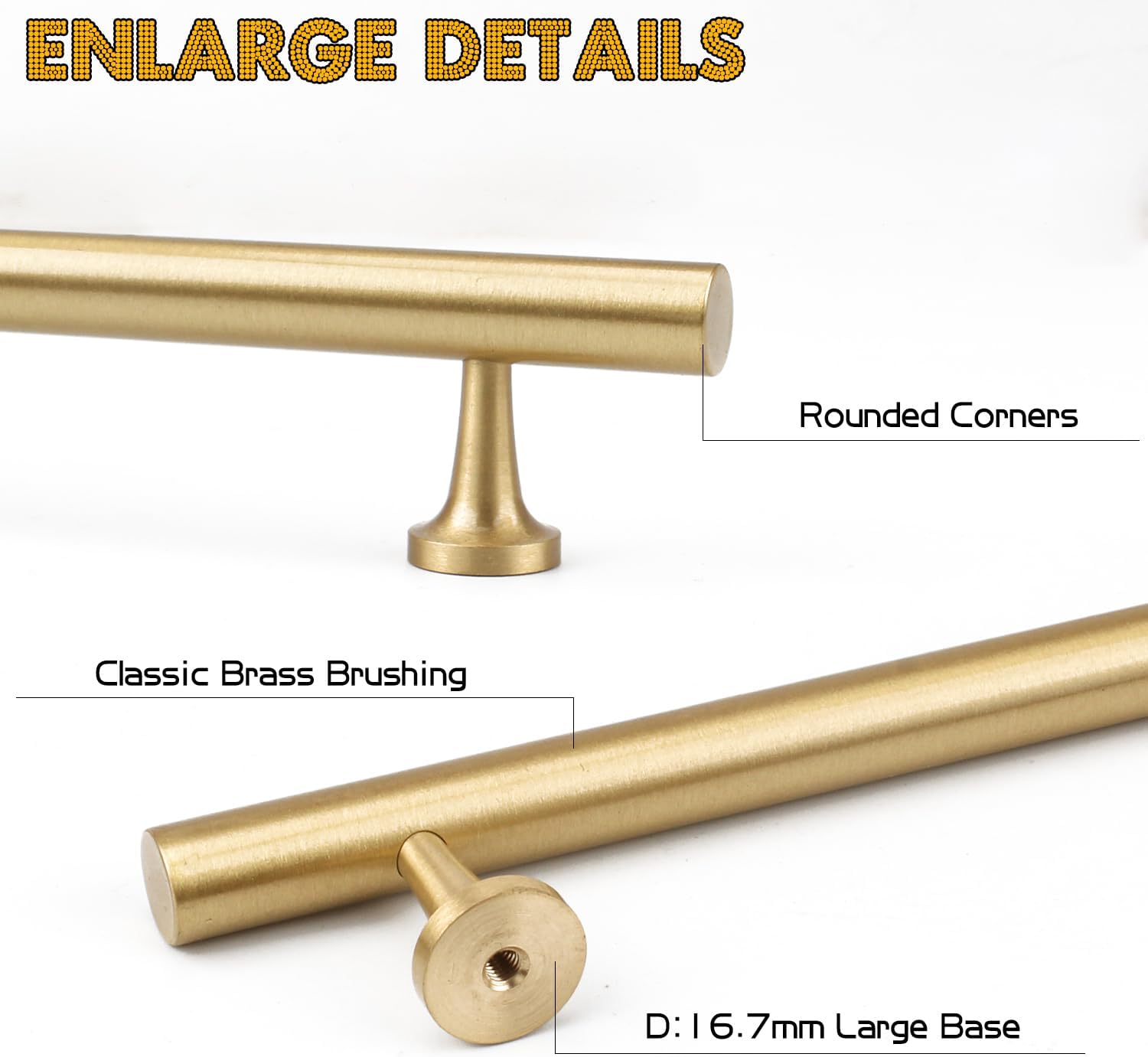 5 Inch Kitchen Cabinet Handles Solid Brass Cabinet Pulls Round Bar Handles Brushed Gold Dresser Drawer Pulls Hardware 4 Pack