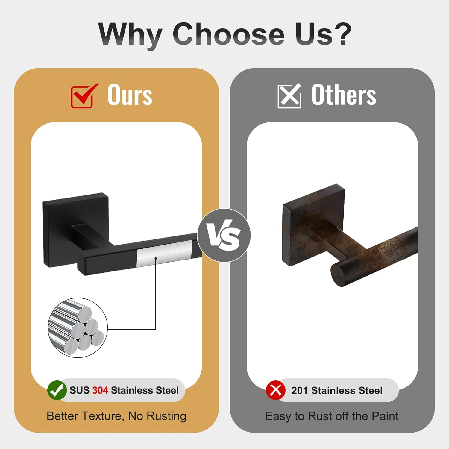 Towel Bar Black, 31 Inch 304 Stainless Steel Towel Rack Bathroom, Square Bathroom Accessories Wall Mounted, Total Length 33 Inch