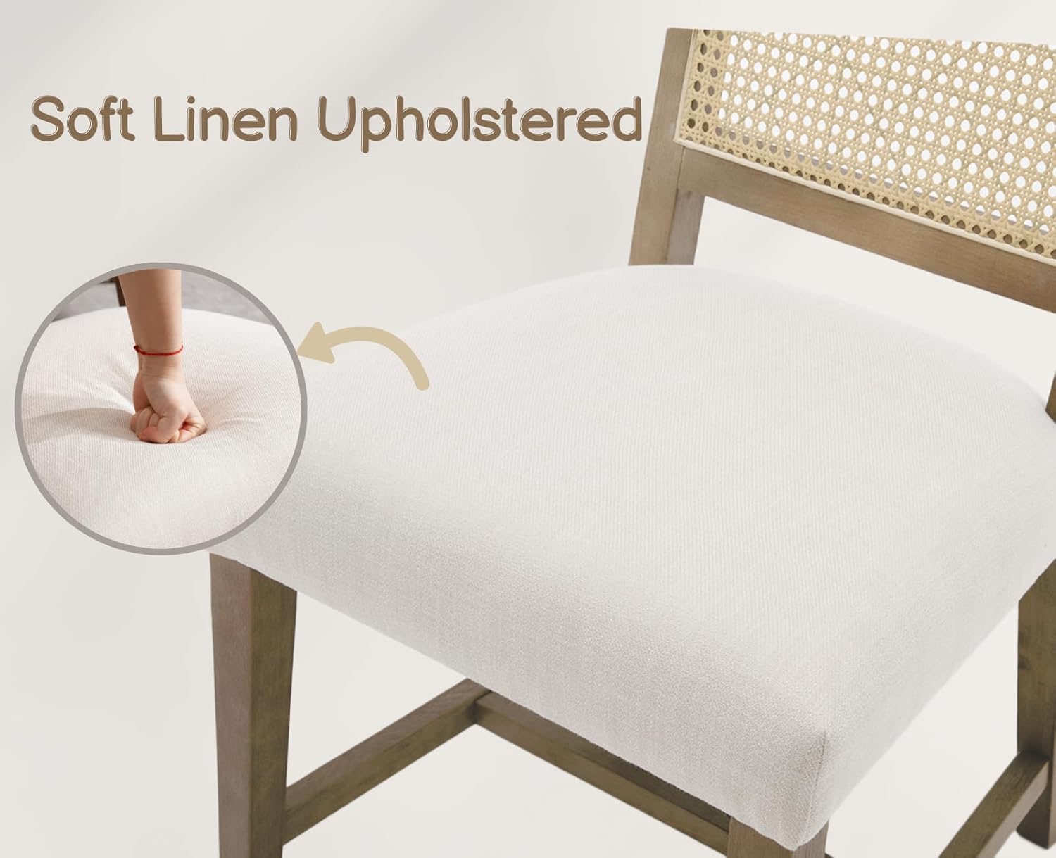 Dining Room Chairs with Cane Back Mid Century Modern Kitchen Chairs Natural Wood Frame Side Chairs