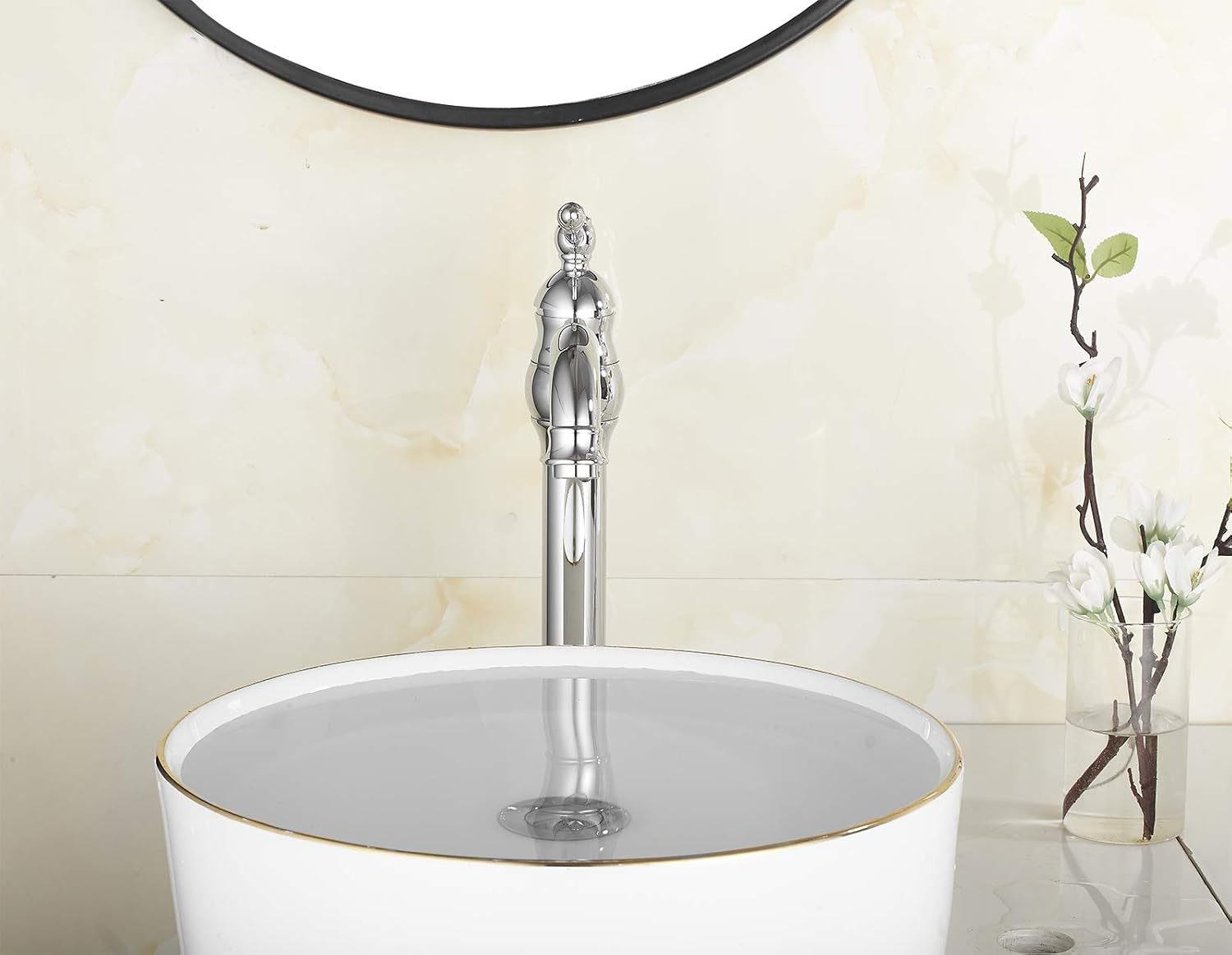 360° Swivel Spout Bathroom Vessel Sink Faucet Chrome Single Handle Tall Body Lavatory Vanity Faucet one Hole Bowl Sink Mixer Tap Commercial