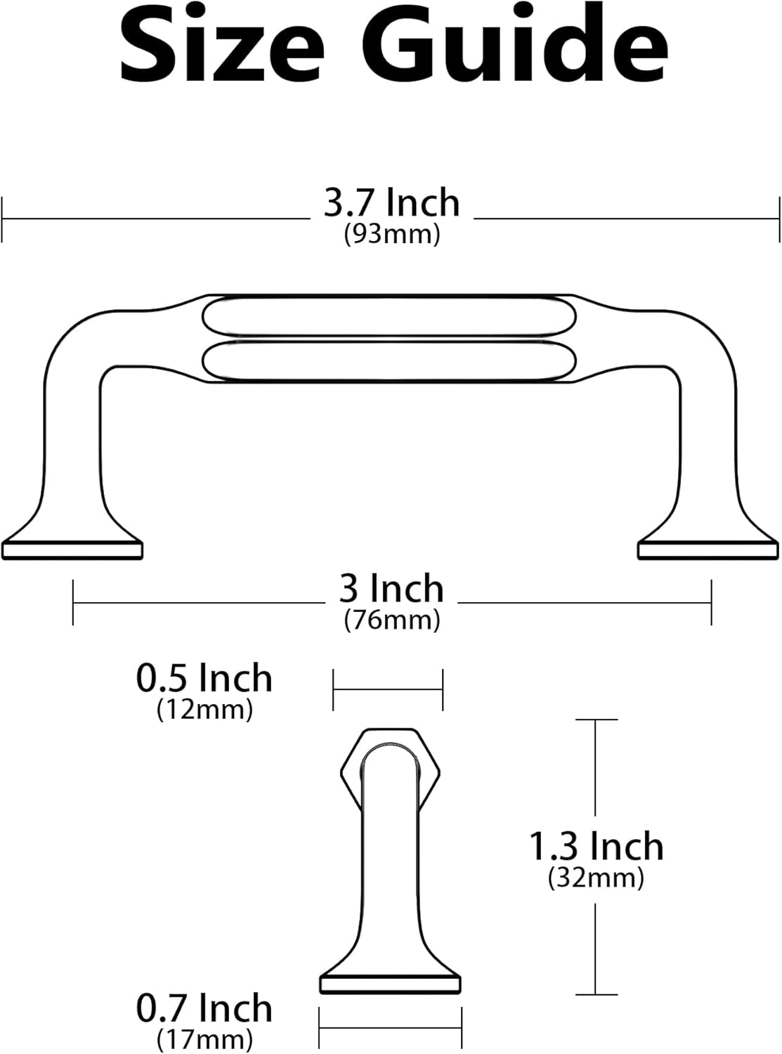 10 Pack Antique Brass Cabinet Handles, 3 Inch(76mm) Hole Centers Arch Cabinet Pulls Kitchen Hardware for Cabinets and Drawers