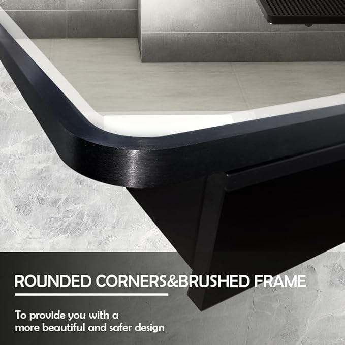 20×24inch Medicine Cabinet,Mirror Cabinet with Beveled Mirror,Solf Close Hinge,Brushed Metal Framed,Detachable Side Plate for Recess Mount or Surface Mount,Black