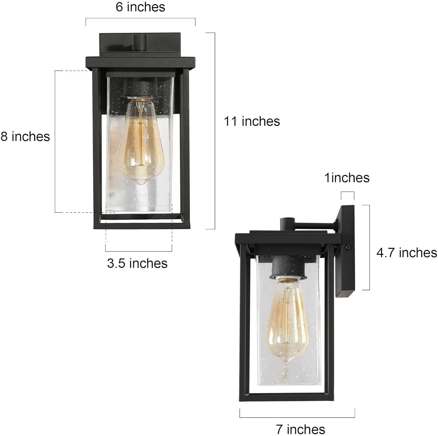 Exterior Globe Anti Rust Waterproof Wall Sconce with Seeded Glass, Modern Farmhouse Outdoor Porch Lights