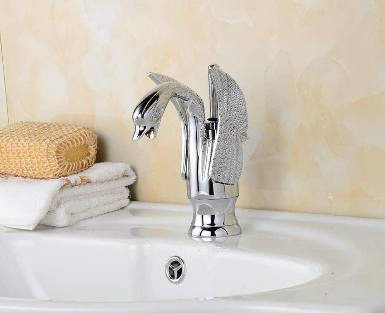 Bathroom Faucet Chrome Swan Single Handle One Hole Lavatory Vanity Sink Basin Faucets