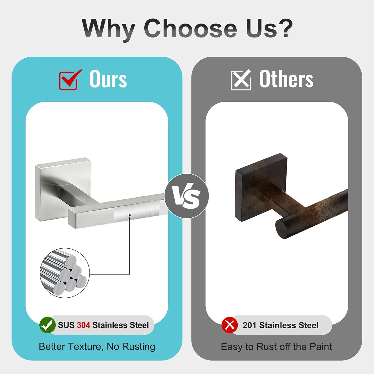 Towel Bar Brushed, 25 Inch 304 Stainless Steel Bathroom Towel Rack, Towel Holder Bathroom Accessories Wall Mounted, Total Length 27 Inch