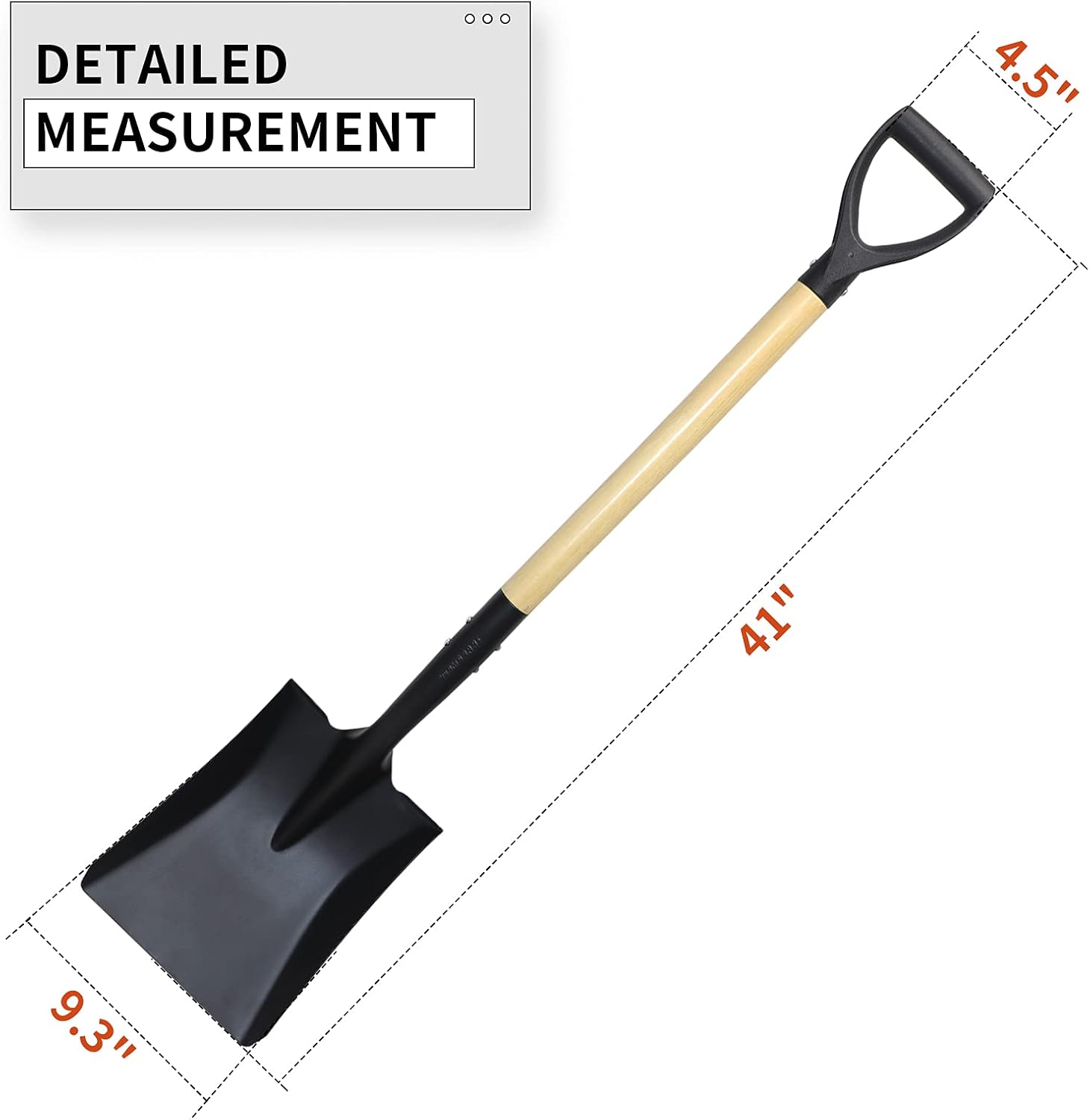 Shovels for Digging with D-Handle, Overall 41-Inch Long Garden Shovel, Transfer Shovel, Snow Shovel