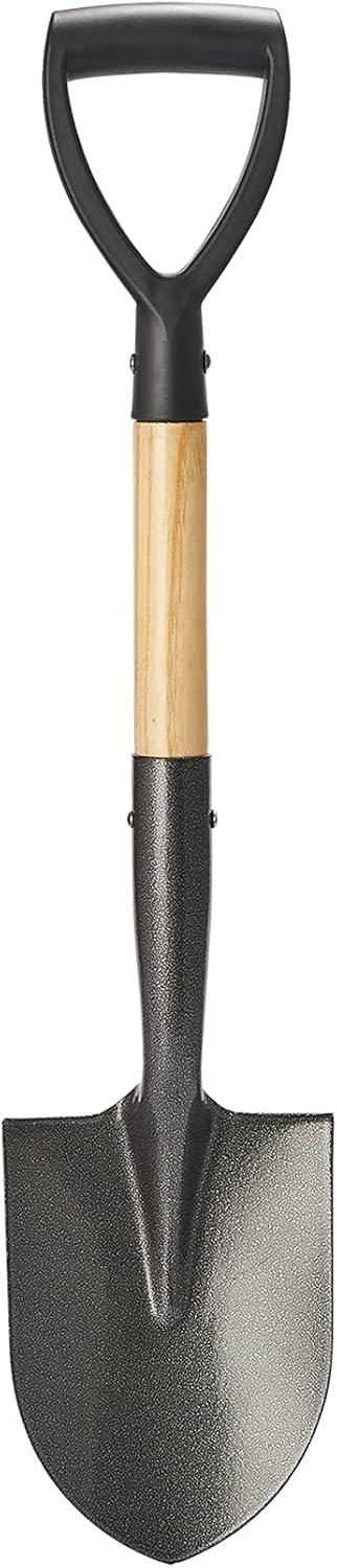 Shovel for Digging, Round Small Shovel with Wooden D-Handle, Metal Garden Shovel for Gardening, 28 Inches