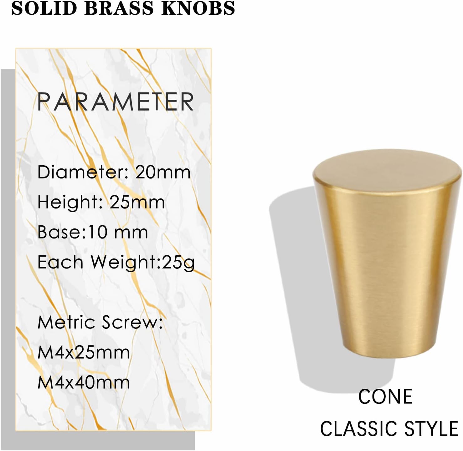 4Pcs 0.79"x0.98" Solid Brass Cabinet Knobs Handle Cone Shoe Book Drawer Knob Handle (Brass)