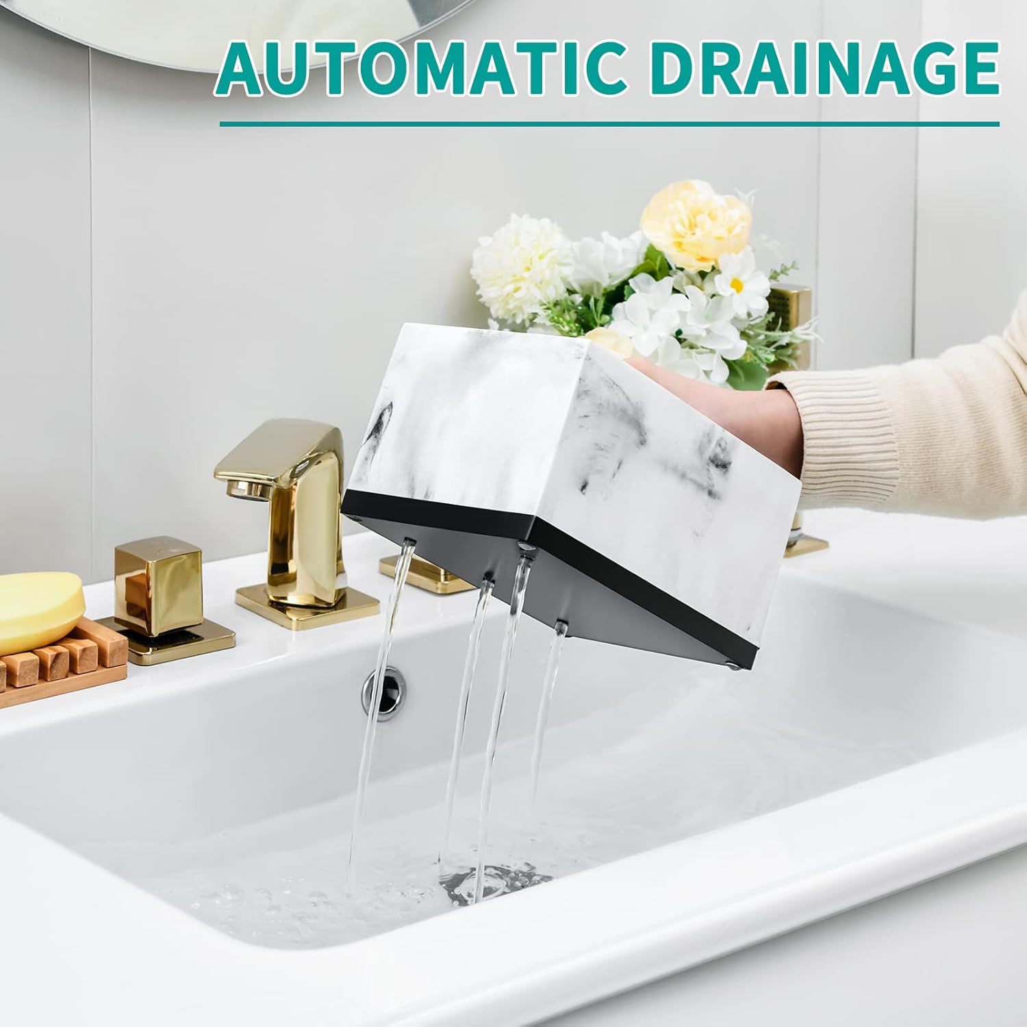 Toothbrush Holders for Bathrooms, Bathroom Countertop Organizer for Vanity/Sink/Cotton Swab, 5 Slots Tooth Brush/Toothpaste Holder Storage