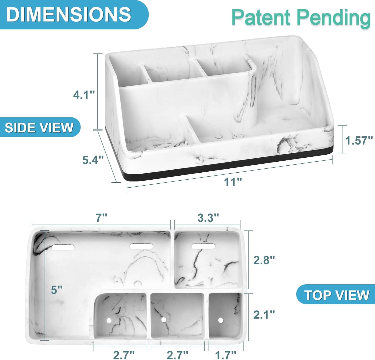 Toothbrush Holder for Bathroom, Bathroom Organizer Countertop, Bathroom Accessories with 5 Compartment Storage for Toothpaste/Vanity Counter