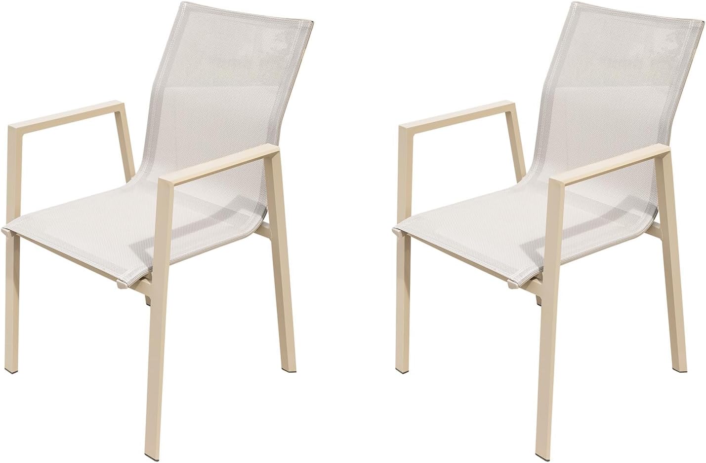 Stackable Patio Chairs Set of 2 PE Wicker Aluminum Frame Outdoor Dining Chair
