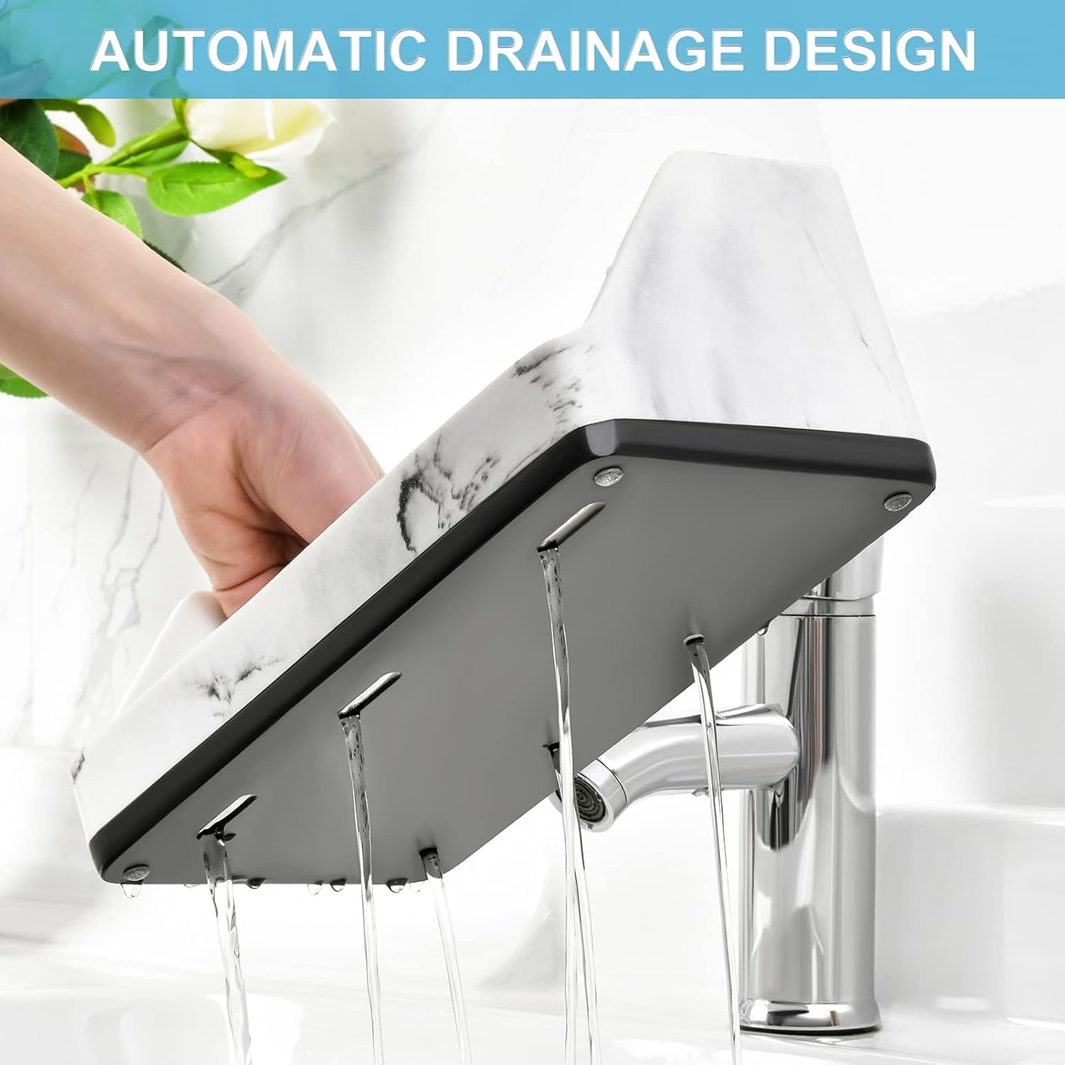 Toothbrush Holder for Bathroom, Bathroom Organizer Countertop, Bathroom Accessories with 5 Compartment Storage for Toothpaste/Vanity Counter