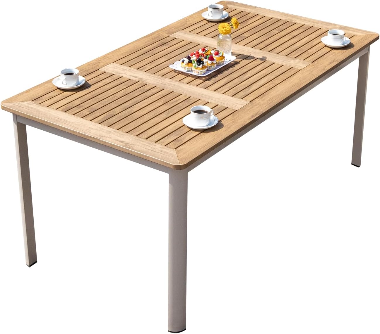 Outdoor Furniture Aluminum Frame Plastic Wood Outdoor Dining Table