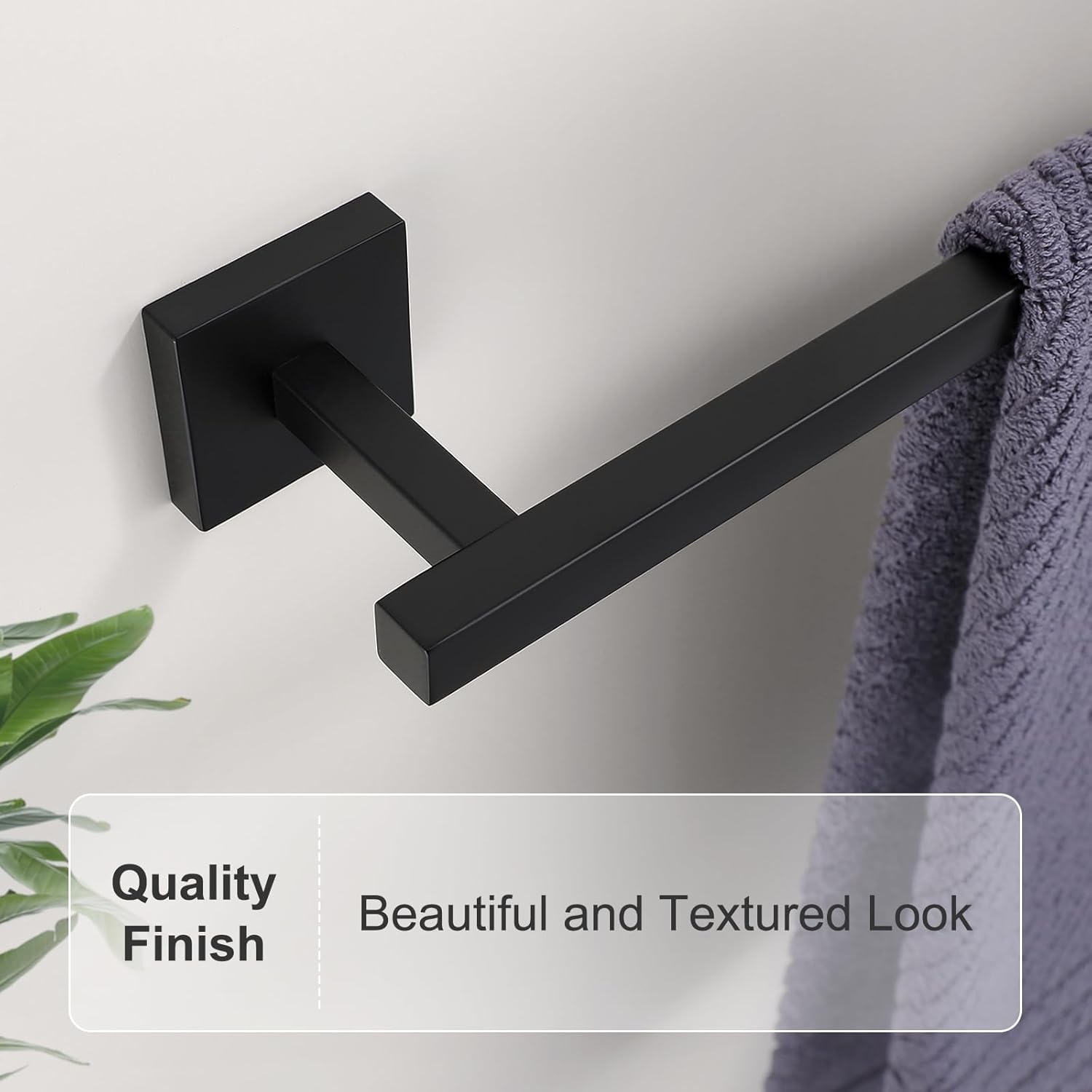 Towel Bar Black, 31 Inch 304 Stainless Steel Towel Rack Bathroom, Square Bathroom Accessories Wall Mounted, Total Length 33 Inch