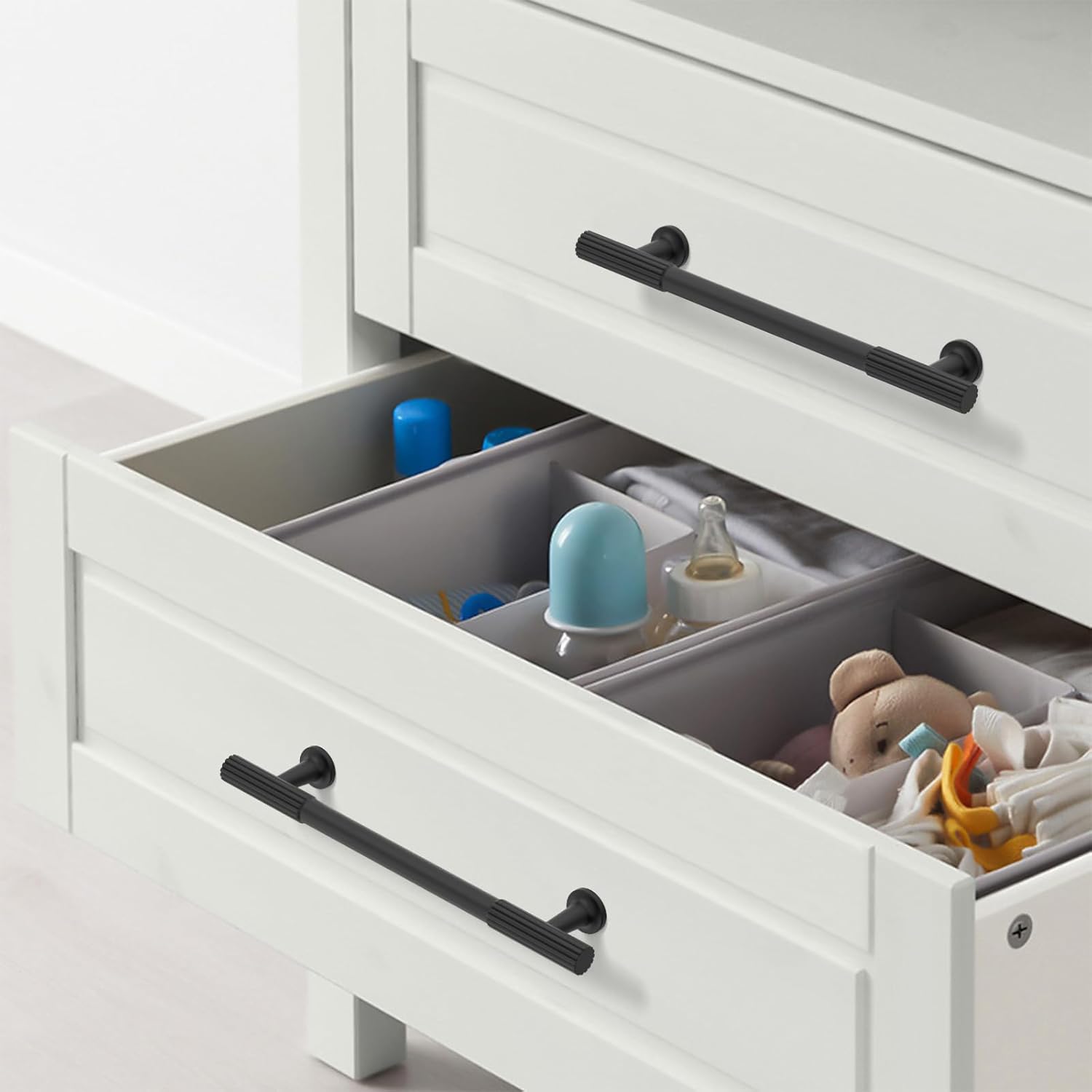 10 Pack Matt Black Cabinet Pulls, 5 Inch(128mm) Hole Centers Cabinet Handles Kitchen Hardware for Cabinets and Drawers