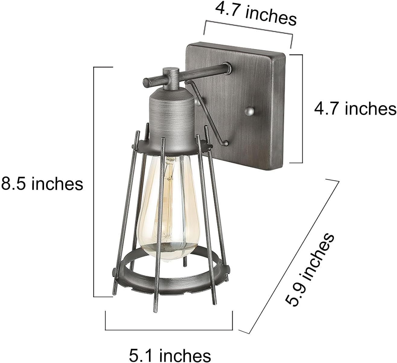 Sconces Wall Lighting, Industrial Brushed Silver Indoor Wall Sconce Light Fixture for Bathroom Bedroom Hallway